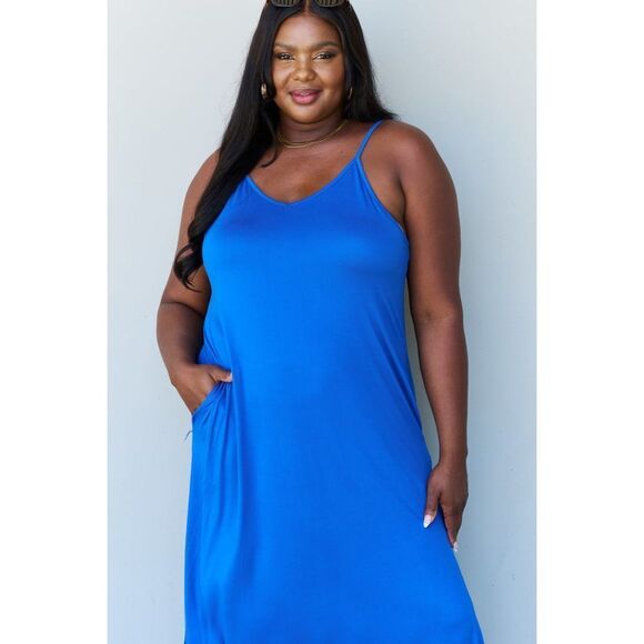 Ninexis Good Energy Full Size Cami Side Slit Maxi Dress In Royal Blue - Picture 4 of 8